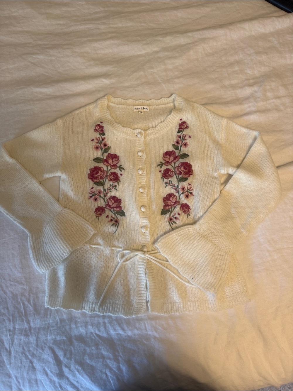 For Love & Lemons Molly Embroidered Knit Cardigan- size small